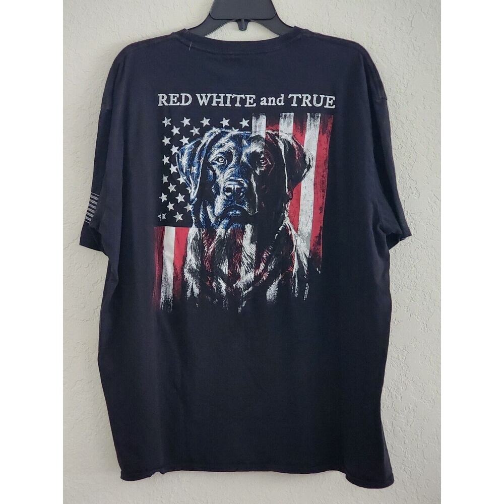 T-Shirt-Men's-Buck Wear-Black-Large Back Graphic-Dog-Flag-Retriever-Flag- 2XL